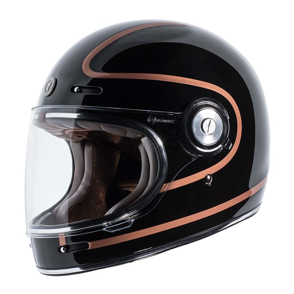 copper motorcycle helmet shield Torc Newport T1 Copper Pin Retro Full Face Helmet for Men