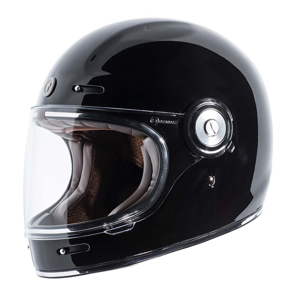 Torc Newport Gloss Black Motorcycle Helmet Retro Full Face DOT