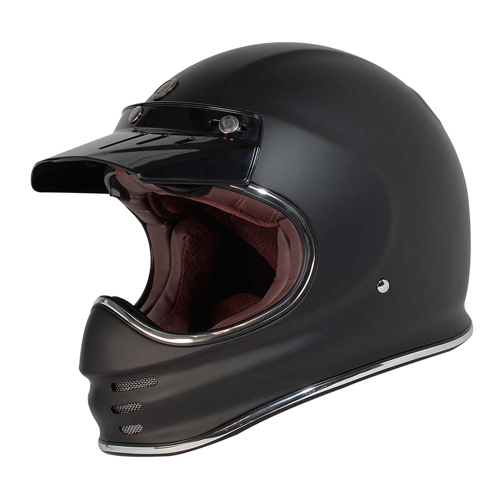 TORC T-3 Full Face Retro Moto Helmet Matte Black