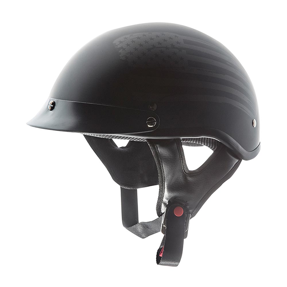 checkered flag motorcycle helmet TORC T53 Flat Black Hills Motorcycle Half Helmet with Graphic (Flag)