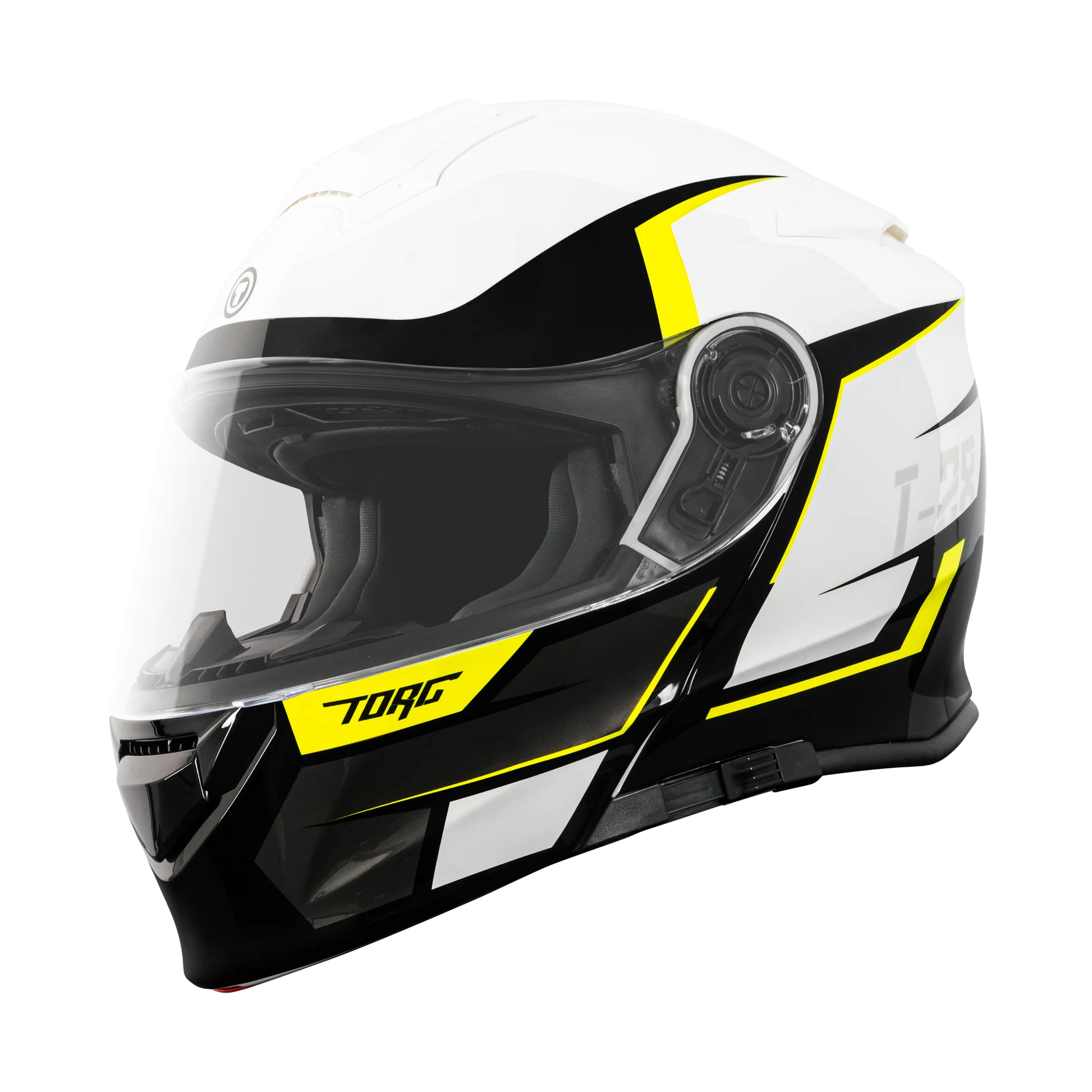 full face black and yellow motorcycle helmet T-28 Vertex White Black Fluo Yellow