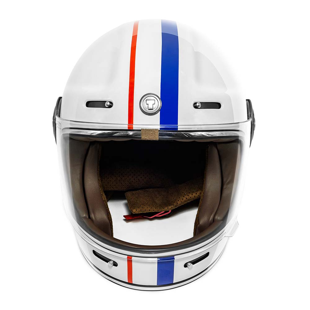 bullet ricochet motorcycle helmets Torc Unisex-Adult T1 Retro Full Face Motorcycle Helmet (Gloss White Allegiance, Small)