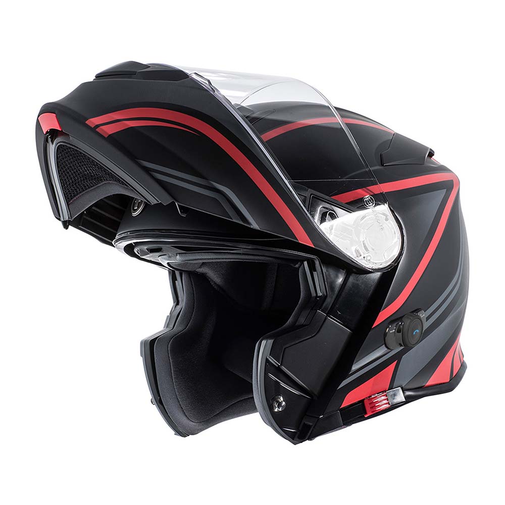 Torc Unisex-Adult Full-Face Style T28B Bluetooth Integrated Motorcycle Helmet with Graphic (Matte Black Red, XX-Large)