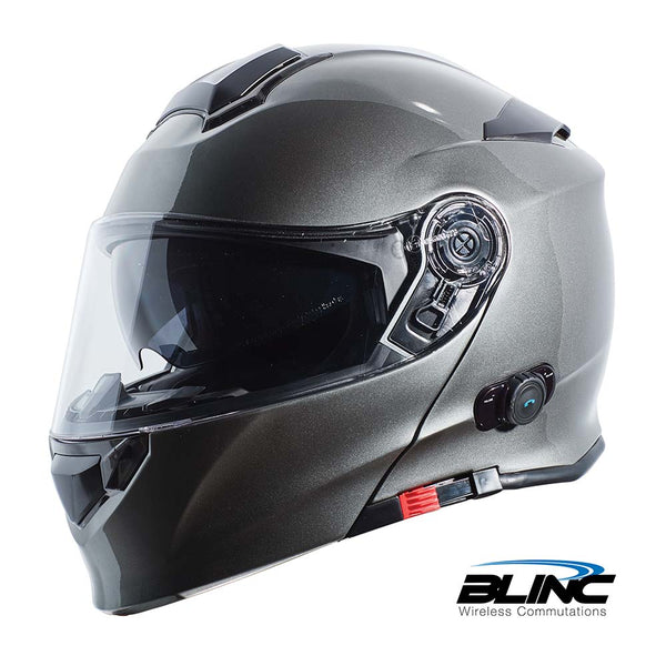 TORC T-28B United Silver Modular Bluetooth Motorcycle Helmet