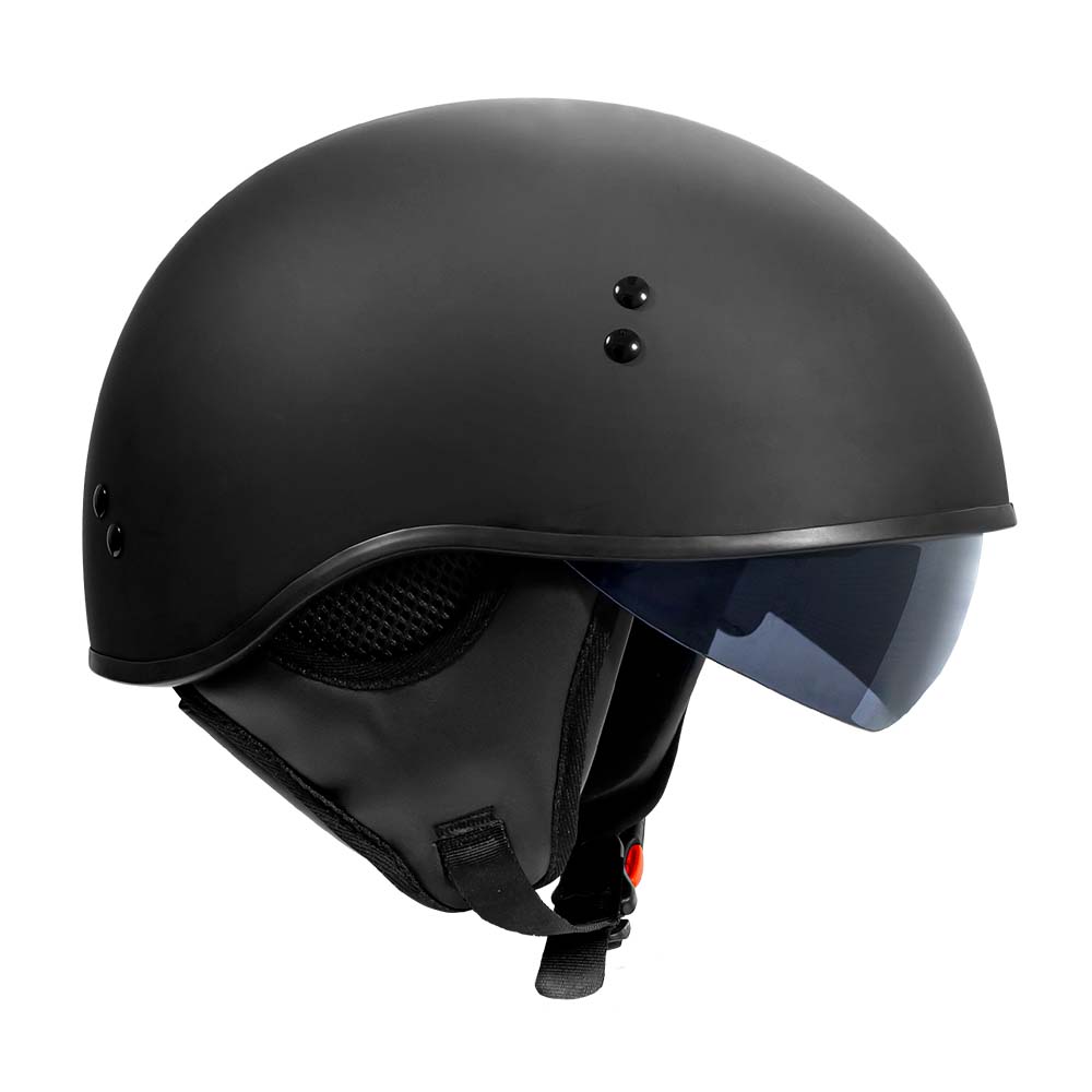TOR T-59 Half Shell Motorcycle Helmet Gloss Black Matte / Solid Black / X-Small|TORC